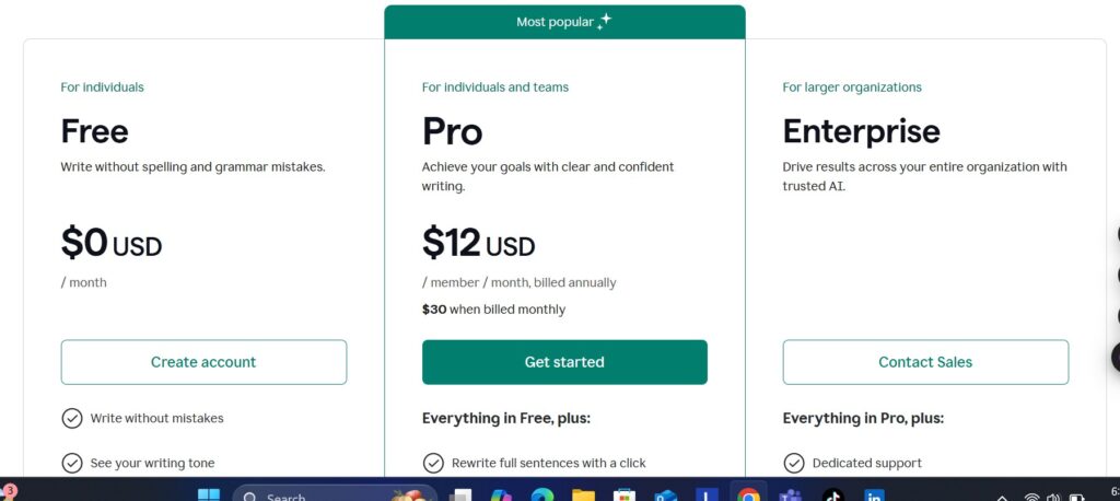 Grammarly prising